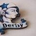 SALE Roller Derby Girl Laser Cut Wood Brooch in Blue