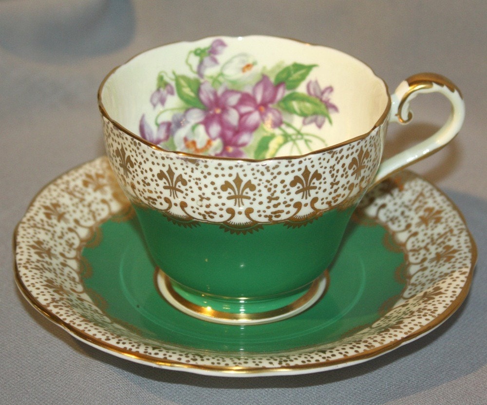 Aynsley Green Bone China Tea Cup and Saucer