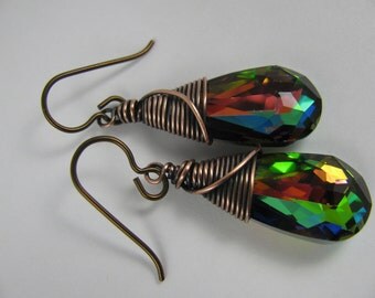 Wire Wrapped Rainbow Emerald Briolettes