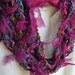 Crochet necklace scarf Monte Carlo, silk multicolor long skinny women's fashion knit, Bohemian gypsy, magenta purple pink blue wool i614