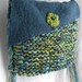 Shoulder bag handbag, felted wool purse, blue teal lime green metallic lined, Bohemian Bag hippie flower beaded Life's an Expedition i687