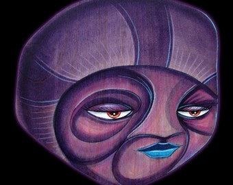 Plum Prophet - Original Mixed Media on Wood Cout Out