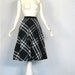 Vintage Taffeta Skirt / 1950s Skirt / Black and Silver Plaid / 25W