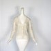 70s Cardigan Sweater / Gold Chevron Stripe / Pointelle Cardigan / S M