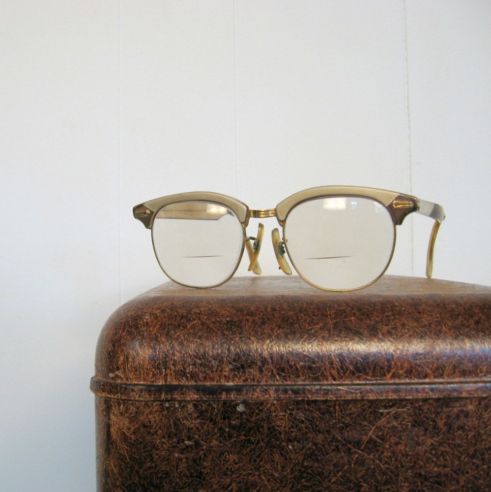 1950s Eyeglasses / Vintage Frames / Champagne by SmallEarthVintage