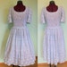 1950s 1960s light blue spring daisies flowers embroidered dress XL XXL
