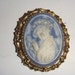 Vintage Cameo Brooch Pin Gold and Blue
