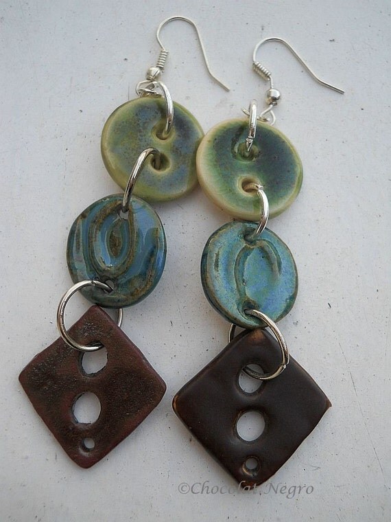 Items similar to CHOCOLAT ceramic dangle earrings, South Africa on Etsy