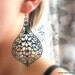 AMI-Huge Teal Distressed Medallion Filigree Teardrop Earrings