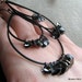 GLITZ- Matte Black Wire Chandelier Earrings with Silver Coin Swarovski Crystals