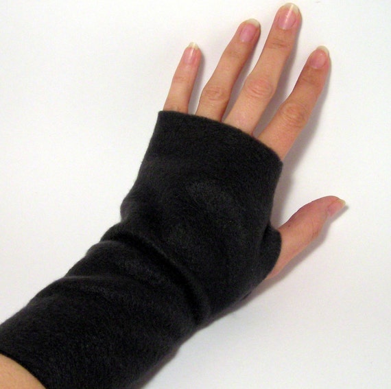 Fleece Fingerless Gloves / Wristwarmers for MEN Charcoal