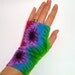 Rainbow Fleece Hand Arm Wrist Warmers Fingerless Gloves for LADIES