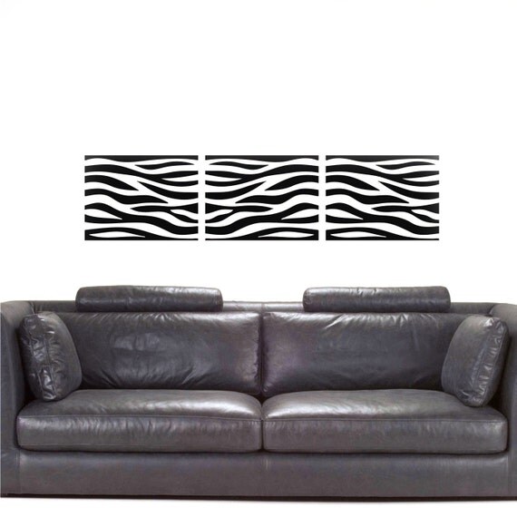 Items similar to Zebra Stripes Vinyl Wall Art Decal Kit Sticker
