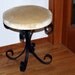 Vintage Wrought Iron Stool Vanity Hollywood Regency Black Ivory