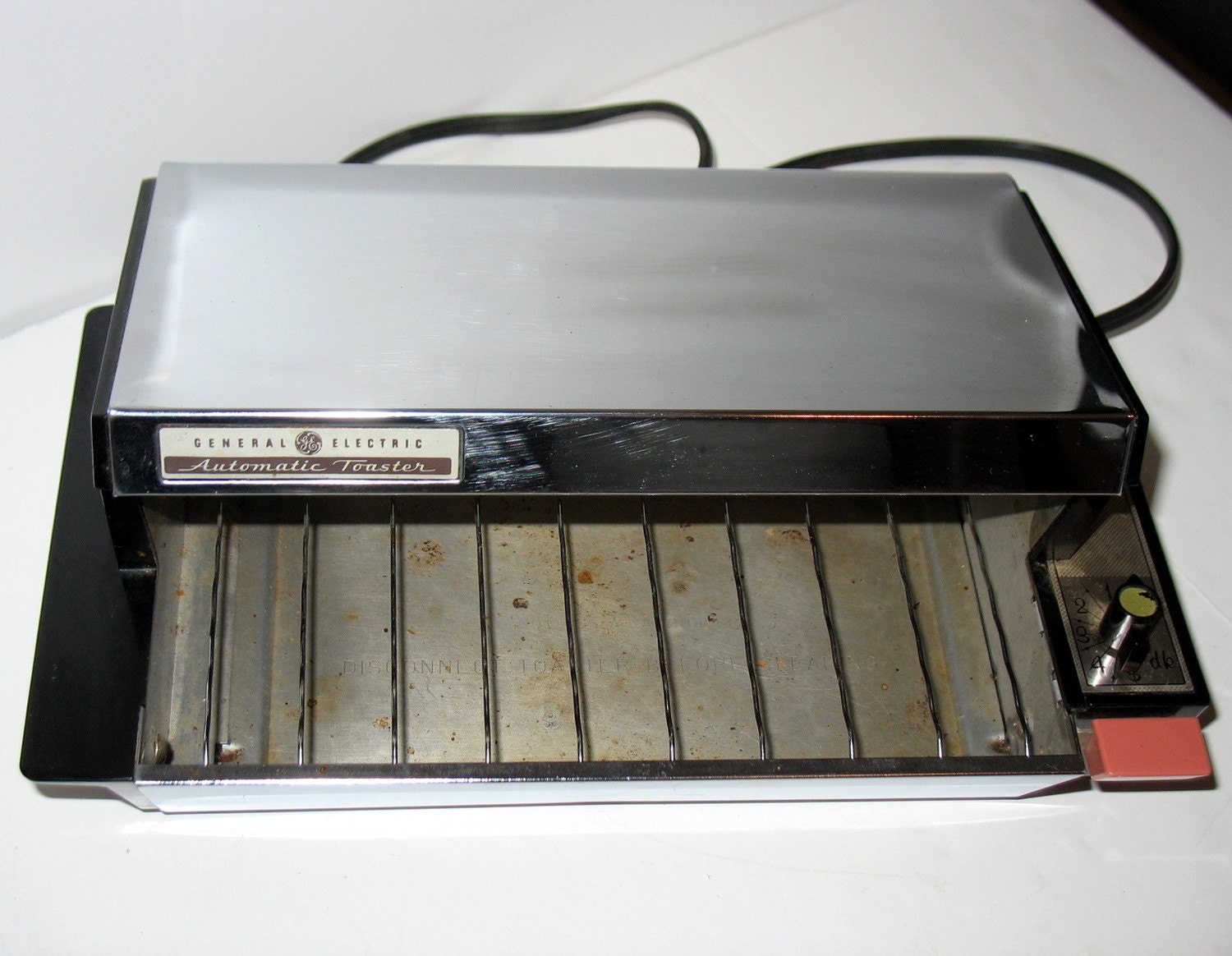 Vintage GE General Electric 12T15 Flatbed Toaster Oven Chrome