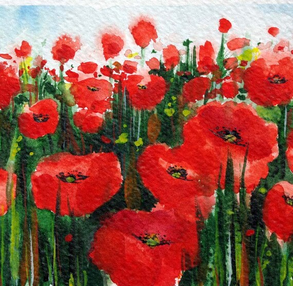 POPPIES original watercolor painting.