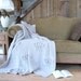 Hand Knit Wool Blanket / Afghan / Throw - Light Grey/Gray - Free Shipping in US