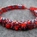Beaded Cuff Bracelet - Skinny Wrapped - Red/Purple by randomcreative on Etsy