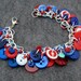 Button Charm Bracelet - Blue and Red by randomcreative on Etsy