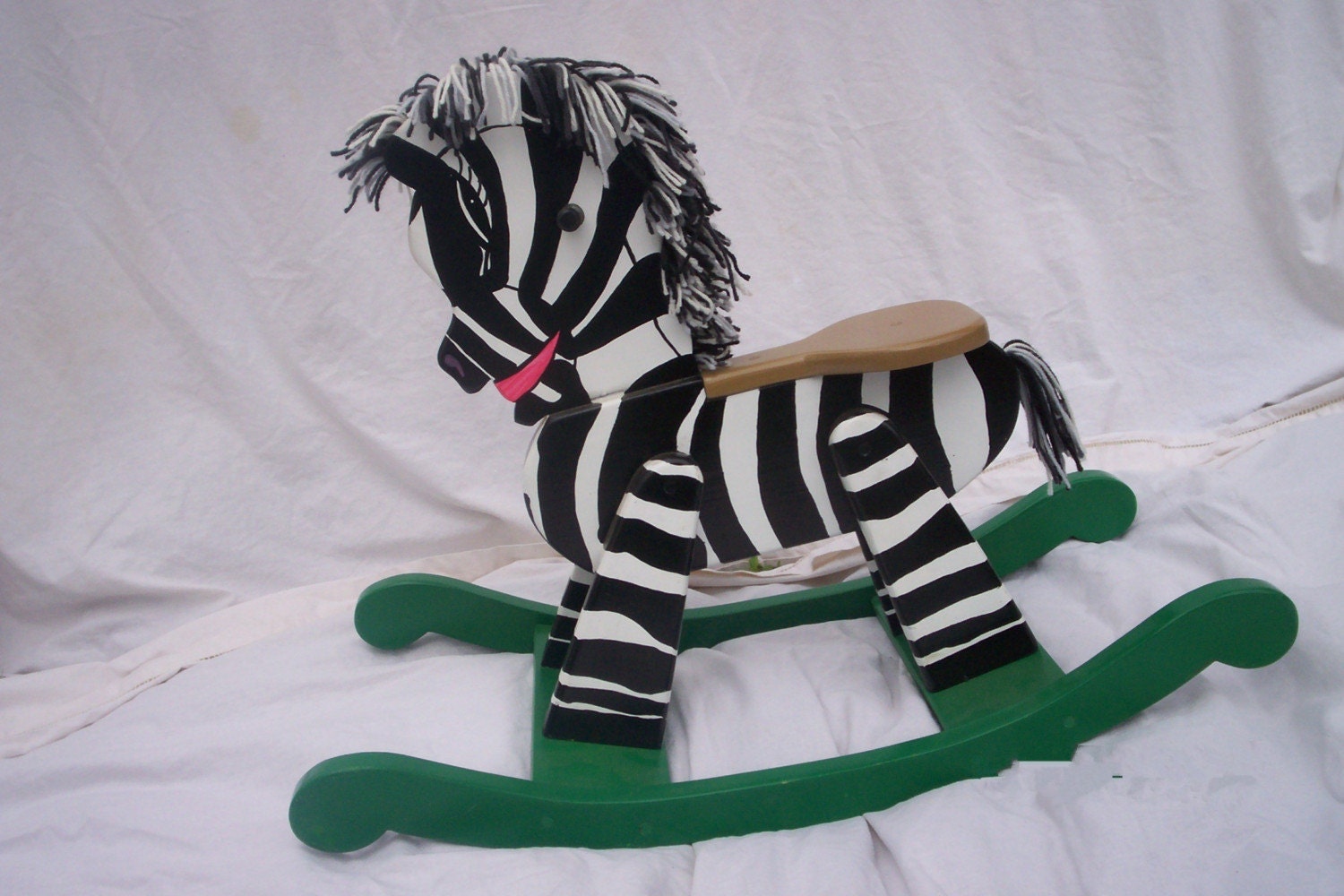 Handmade wooden rocking horse/zebra