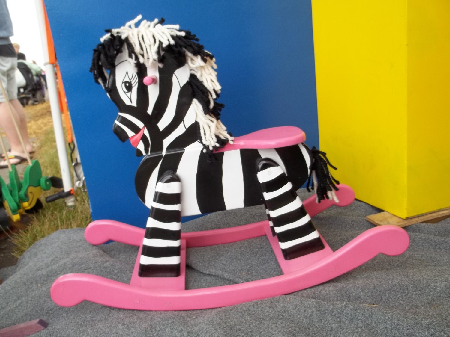 Wooden Rocking Zebra for girl Hot pink accents.