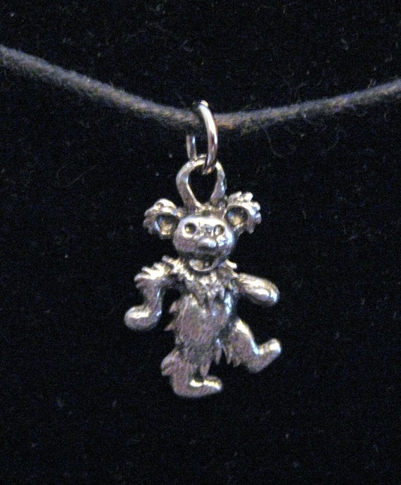 Silver Pewter Grateful Dead Bear Necklace