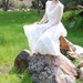 Vintage 80s Ivory Lace Bohemian Wedding Spring Drop Waist Maxi Dress
