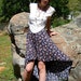 Vintage Fishtail Maxi Skirt Dark Blue Floral Bouquet Boho Hipster Draped Fishtail Maxi Skirt