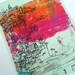 Cliffhanger - bright beach scene screen print in hot magenta, mandarin orange and mint green, 8x10