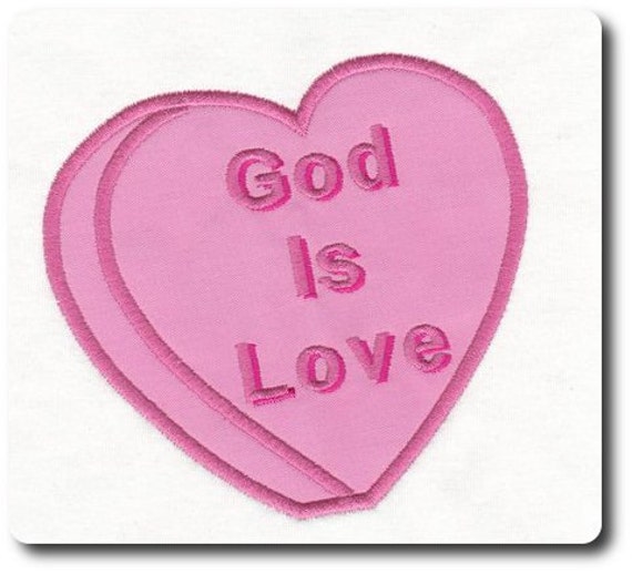 Items similar to Applique God Is Love Conversation Heart Design ...
