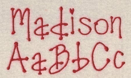 Madison Embroidery Fonts in 3 Sizes