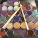 Vegan 5 Gram Jar of Eyeshadow/Eyeliner any color and Gorgeous Synthetic Eyeshadow/Concealer Brush and Vegan Bent Angle Eyeliner brush