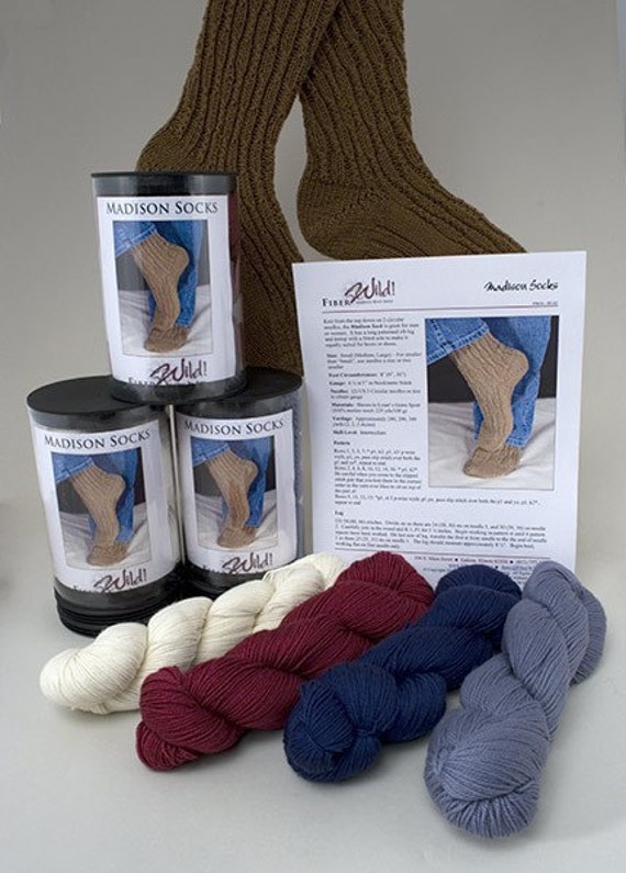 Madison Sock Knitting Kit by FiberWild on Etsy