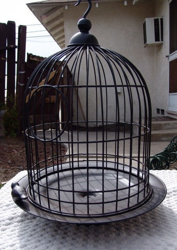 Large Round Bird Cage Display Black by selinabeadsnbits on Etsy