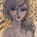 FREE SHIPPING - Azure Eyes - 3.5 x 5 Original Painting - ink and watercolor - one of a kind