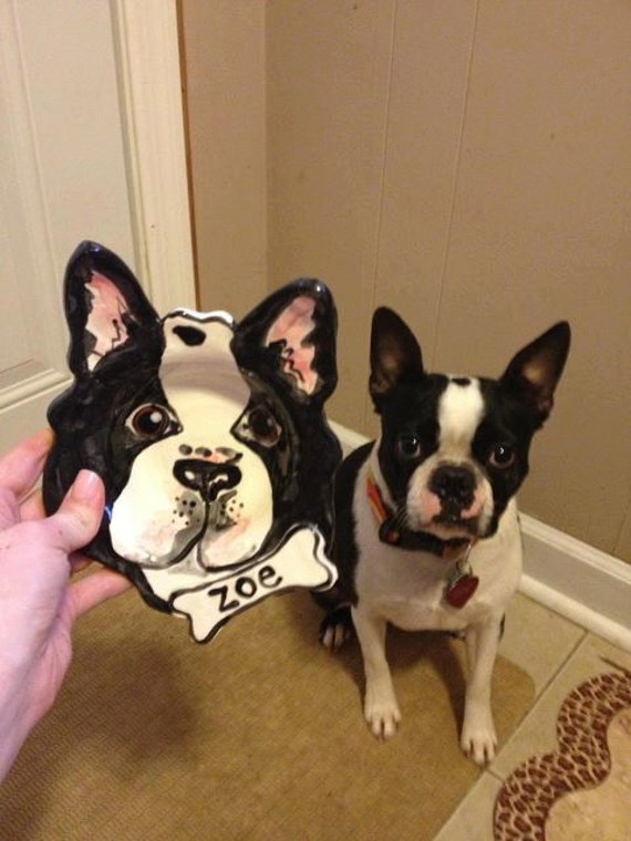 Custom Dog  portrait Dog Bowl personalized free any dog pottery dish