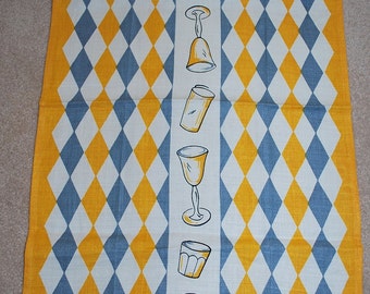Vintage Mid Century Kitchen Glassware Towel TREASURY ITEM