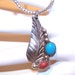 STERLING SILVER, Turquoise & Coral Pendant - Native American/Southwest Style...