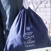 Large knitting project bag - Keep Calm and Carry Yarn - navy