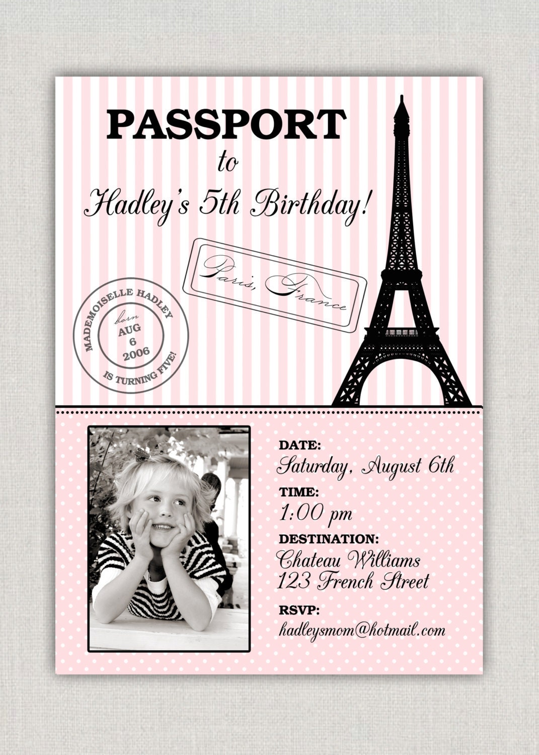 Paris Birthday Invitation by announcingyou on Etsy