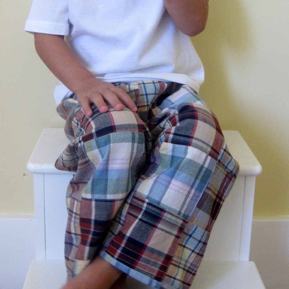 FREE SHIPPING . Ready to Ship . Boy Madras Pants by CorinneCitrolo