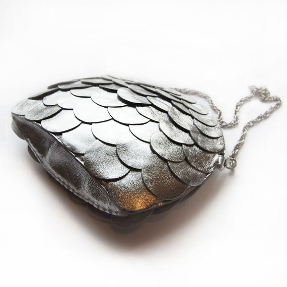 Evening bag in silver leather by BeeChen on Etsy