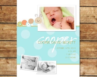 BUGABOO...Custom Photo Baby Boy Announcement...by KM Thomas Designs