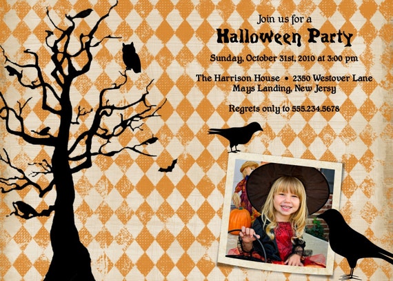 BLACK CROW...Custom Halloween Photo Card or Invitation...by KM Thomas Designs Il_570xn
