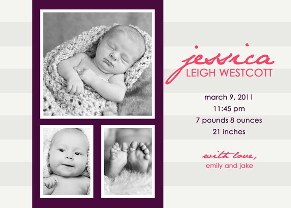 Bold Baby - Custom Photo Birth Announcement Il_570xn