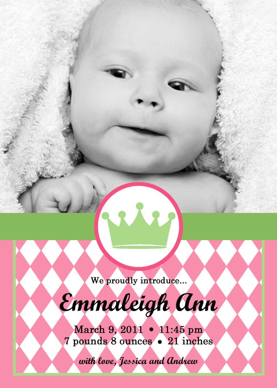 ROYAL...Custom Photo Birth Announcement...by KM Thomas Designs Il_570xn