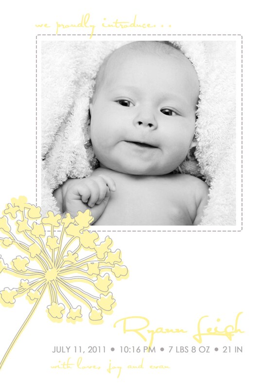 SINGLE FLOWER... Custom Photo Birth Announcement...by KM Thomas Designs Il_570xn