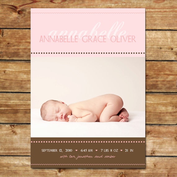 LOVEABLE...Custom Photo Baby Girl Announcement...by KM Thomas Designs Il_570xn