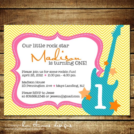 ROCKER GIRL...Custom Printable Birthday Invitations...by KM Thomas Designs Il_570xn