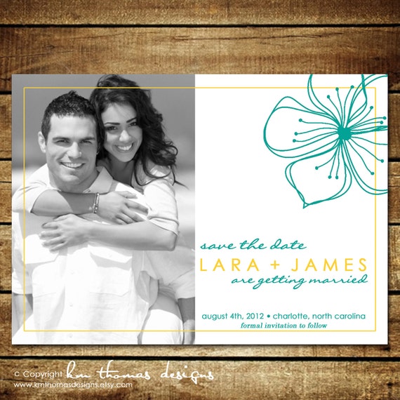SINGLE FLOWER...Custom Save the Date Announcement...by KM Thomas Designs Il_570xn